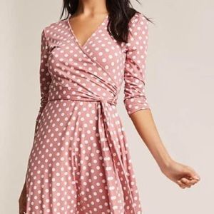 NWOT small polka dot belted wrap dress